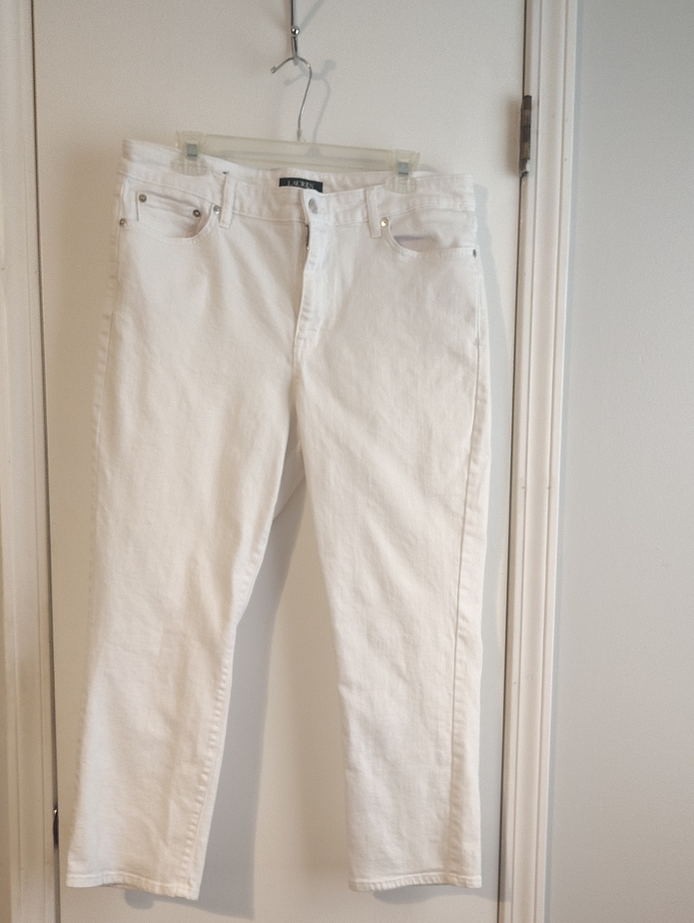 Lauren By Ralph Lauren Women's White Straight-Leg Jeans